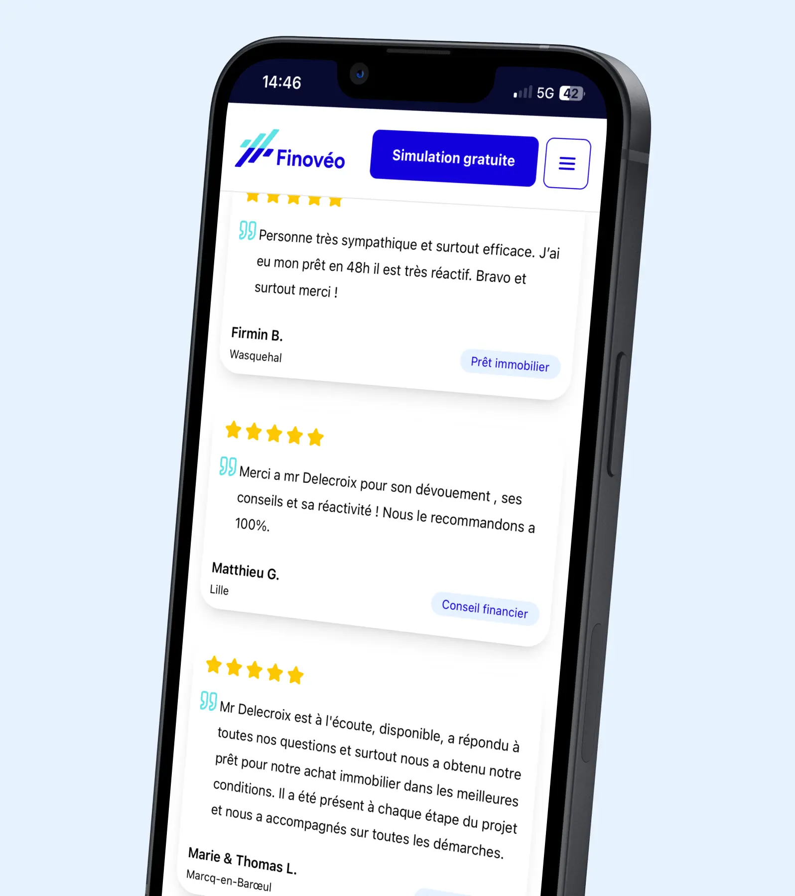 Ecran d'avis clients