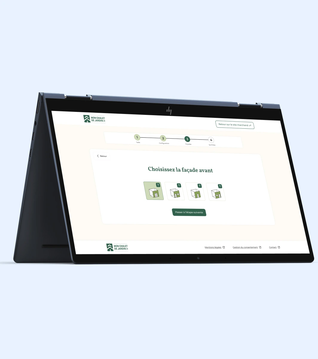 Ecran avec les visuels des façades