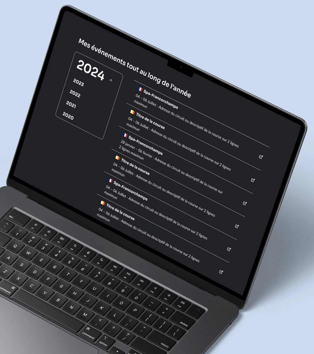 Ecran listant les prochaines échéances sportives